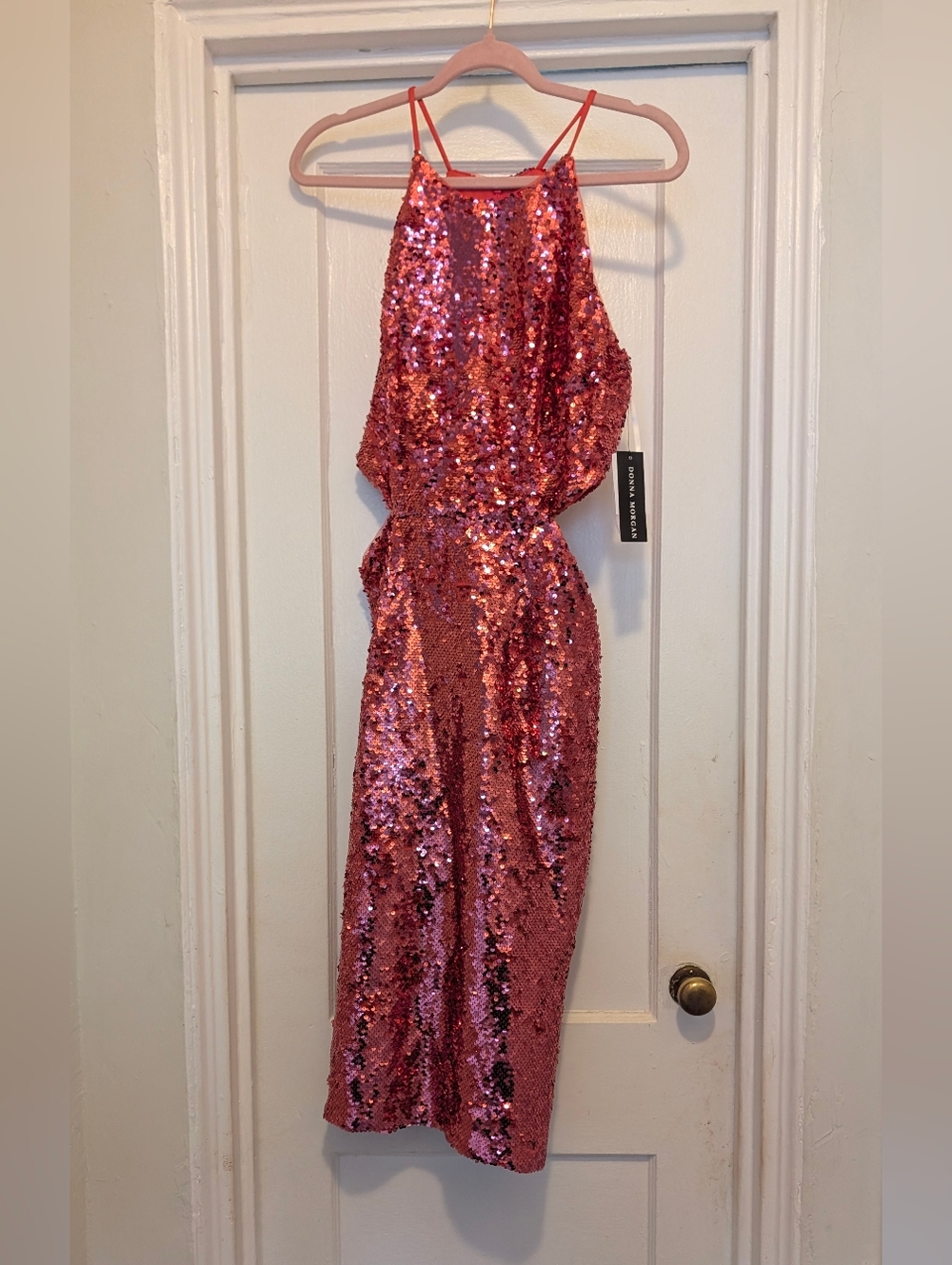Donna Morgan Hot Pink Dress with Label Detail